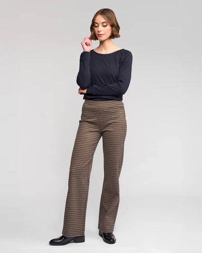V295 FINE CHECK Straight Leg Stretch Pant
