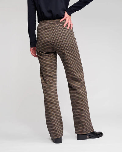 V295 FINE CHECK Straight Leg Stretch Pant