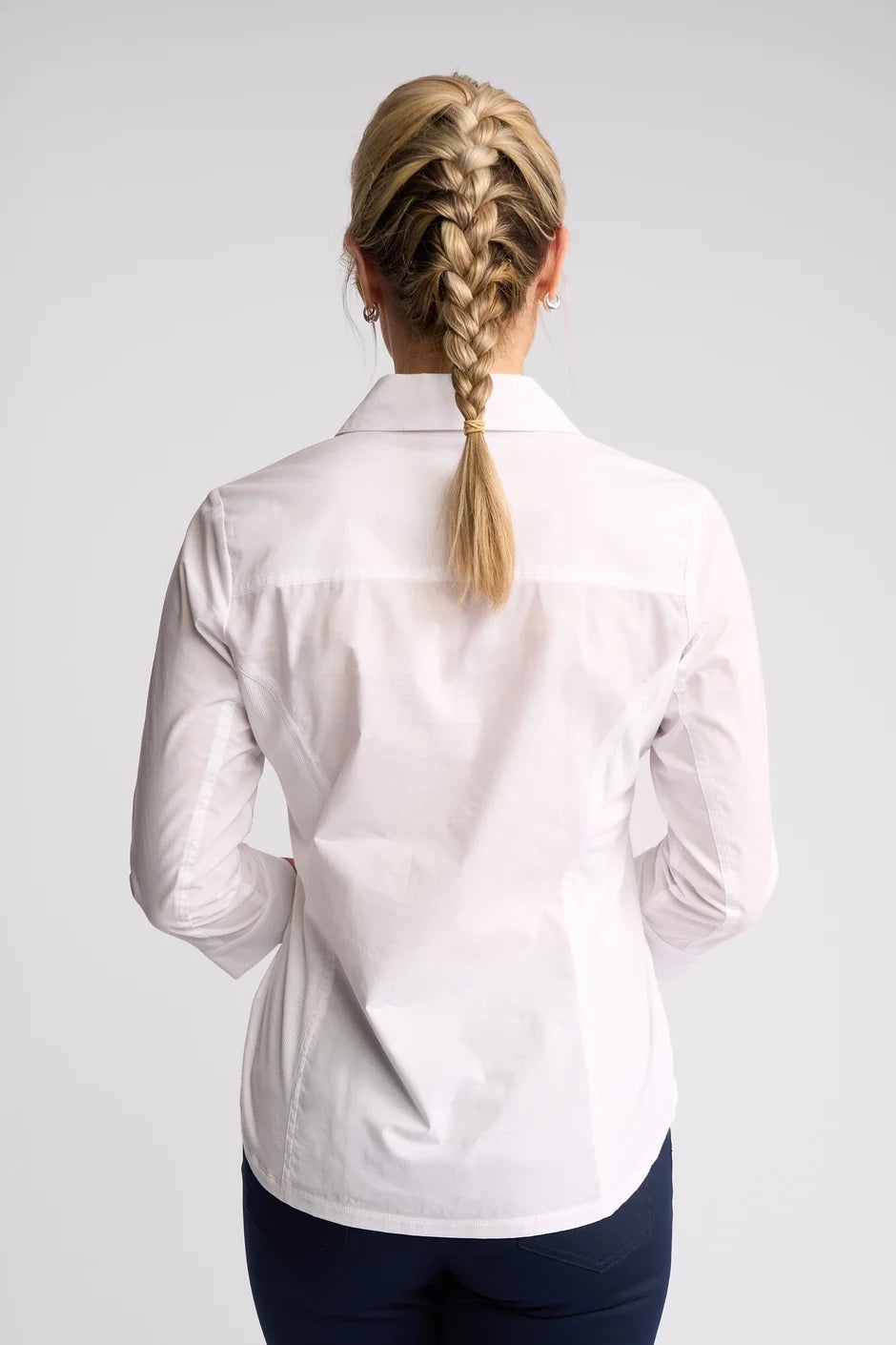 VS4032 WHITE Stretch Side Panel Shaped Cotton Shirt