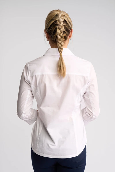 VS4032 WHITE Stretch Side Panel Shaped Cotton Shirt