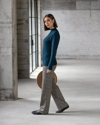 4287 TUI BLUE - Silky Superfine Easy Fit Merino Polo Neck