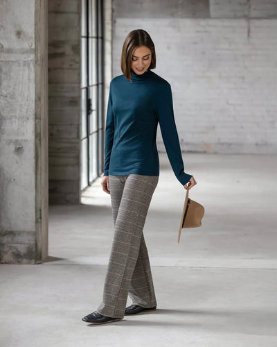 4287 TUI BLUE - Silky Superfine Easy Fit Merino Polo Neck