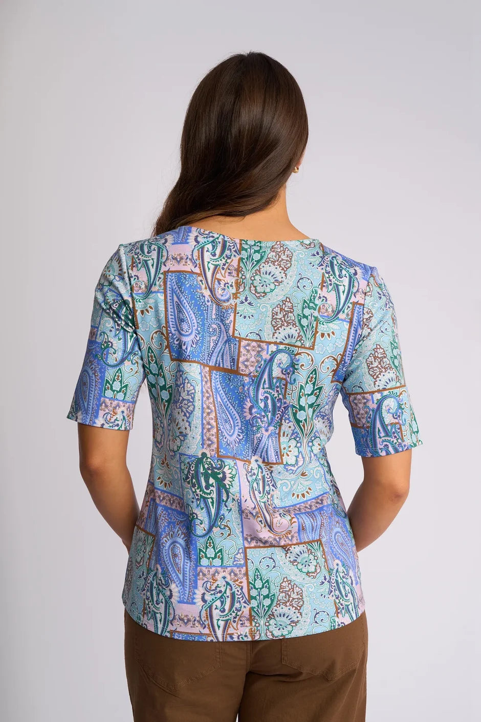VS4329A Antique Print Half Sleeve Cotton Crew Neck
