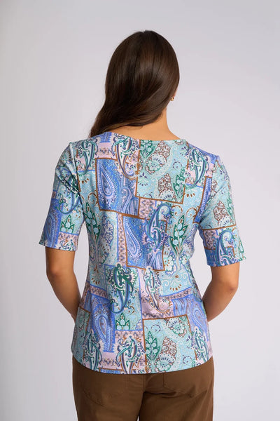 VS4329A Antique Print Half Sleeve Cotton Crew Neck