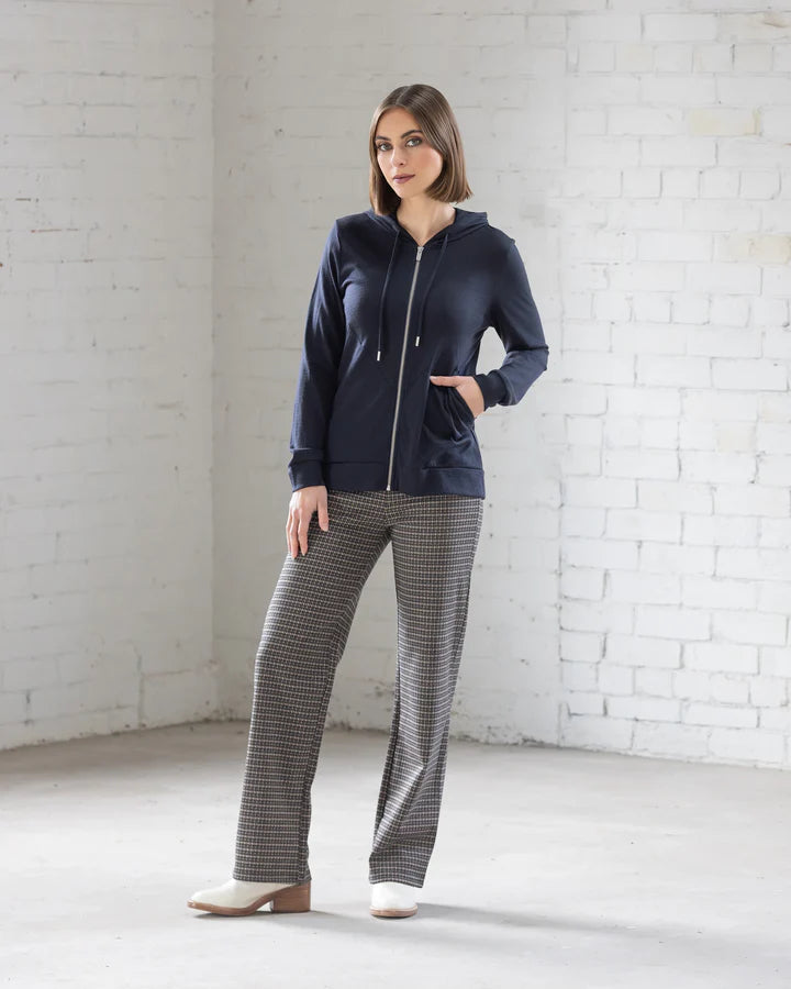 V4437A MERINO Zip Up Hooded Weekender Cardi