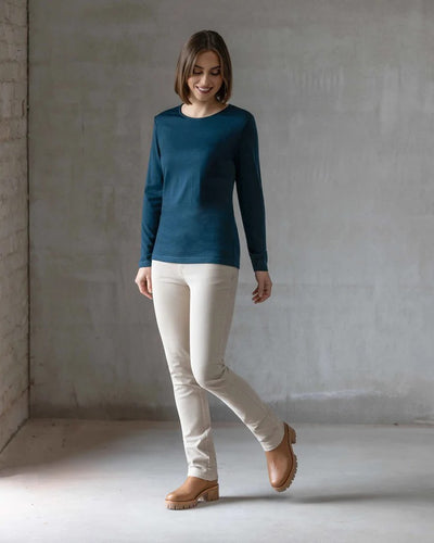 4467 TUI BLUE Silky Superfine Easy Fit Merino Crew Neck