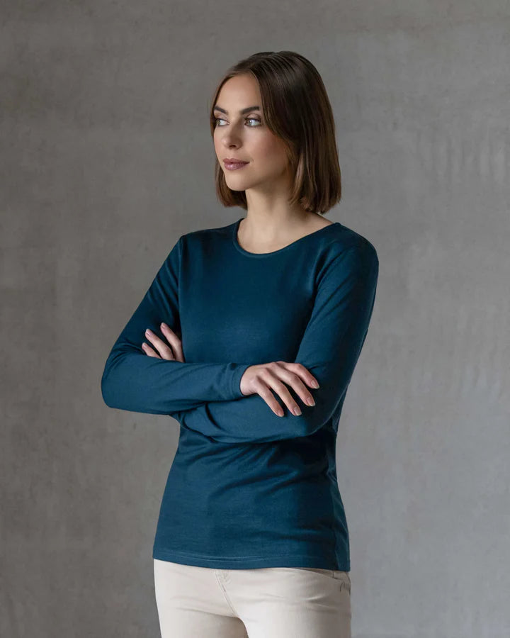 4467 TUI BLUE Silky Superfine Easy Fit Merino Crew Neck