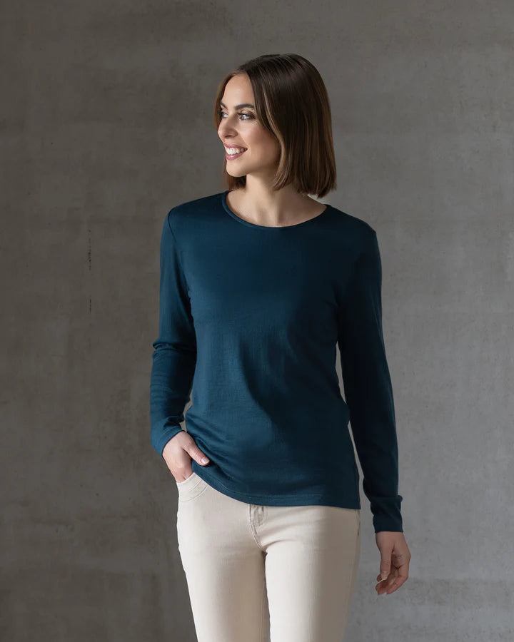 4467 TUI BLUE Silky Superfine Easy Fit Merino Crew Neck