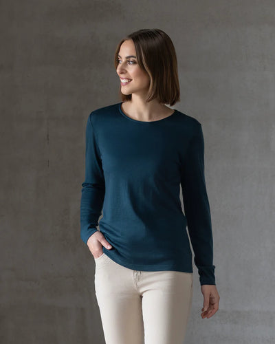 4467 TUI BLUE Silky Superfine Easy Fit Merino Crew Neck