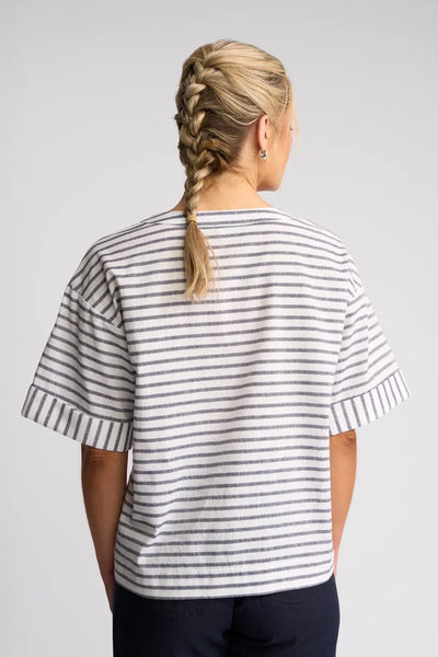VS4508 Boatneck Wide Cuff Linen Blend Top