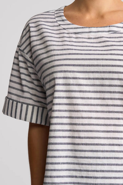 VS4508 Boatneck Wide Cuff Linen Blend Top