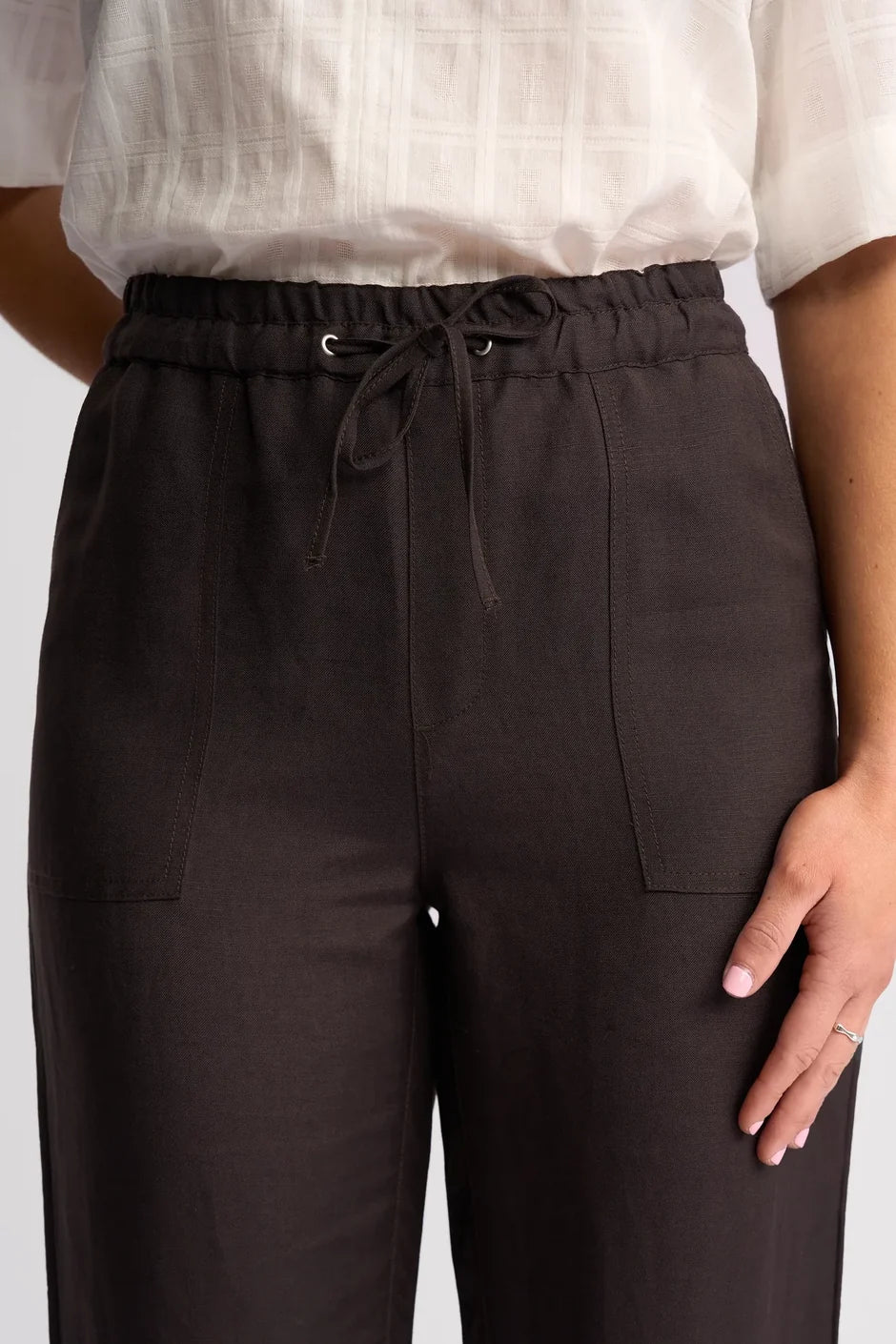 VS5016 CHOCOLATE Linen Viscose 7/8 Weekend Cafe Pant