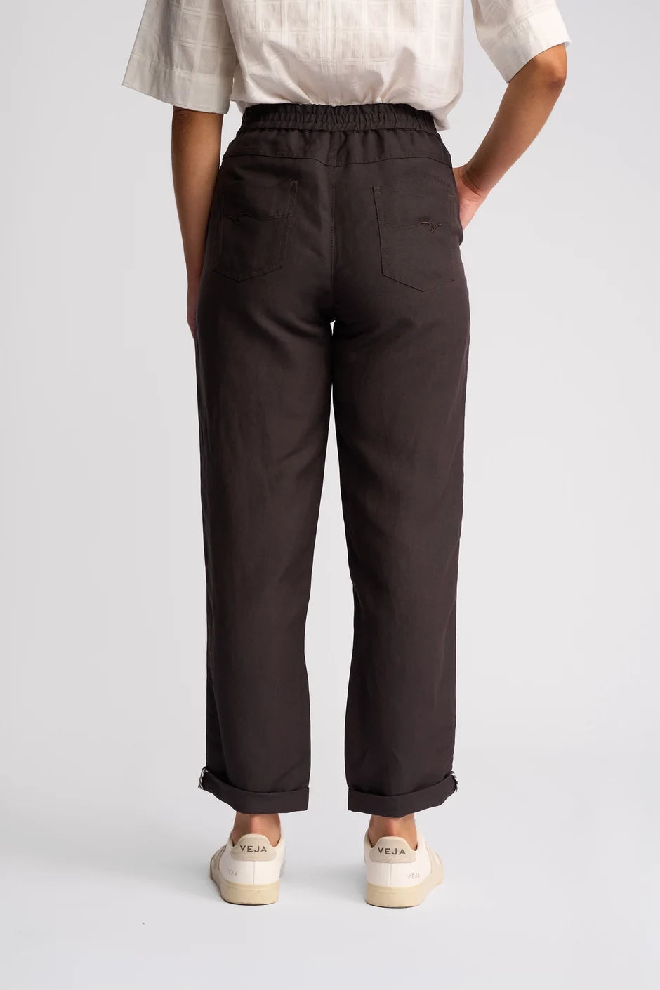 VS5016 CHOCOLATE Linen Viscose 7/8 Weekend Cafe Pant