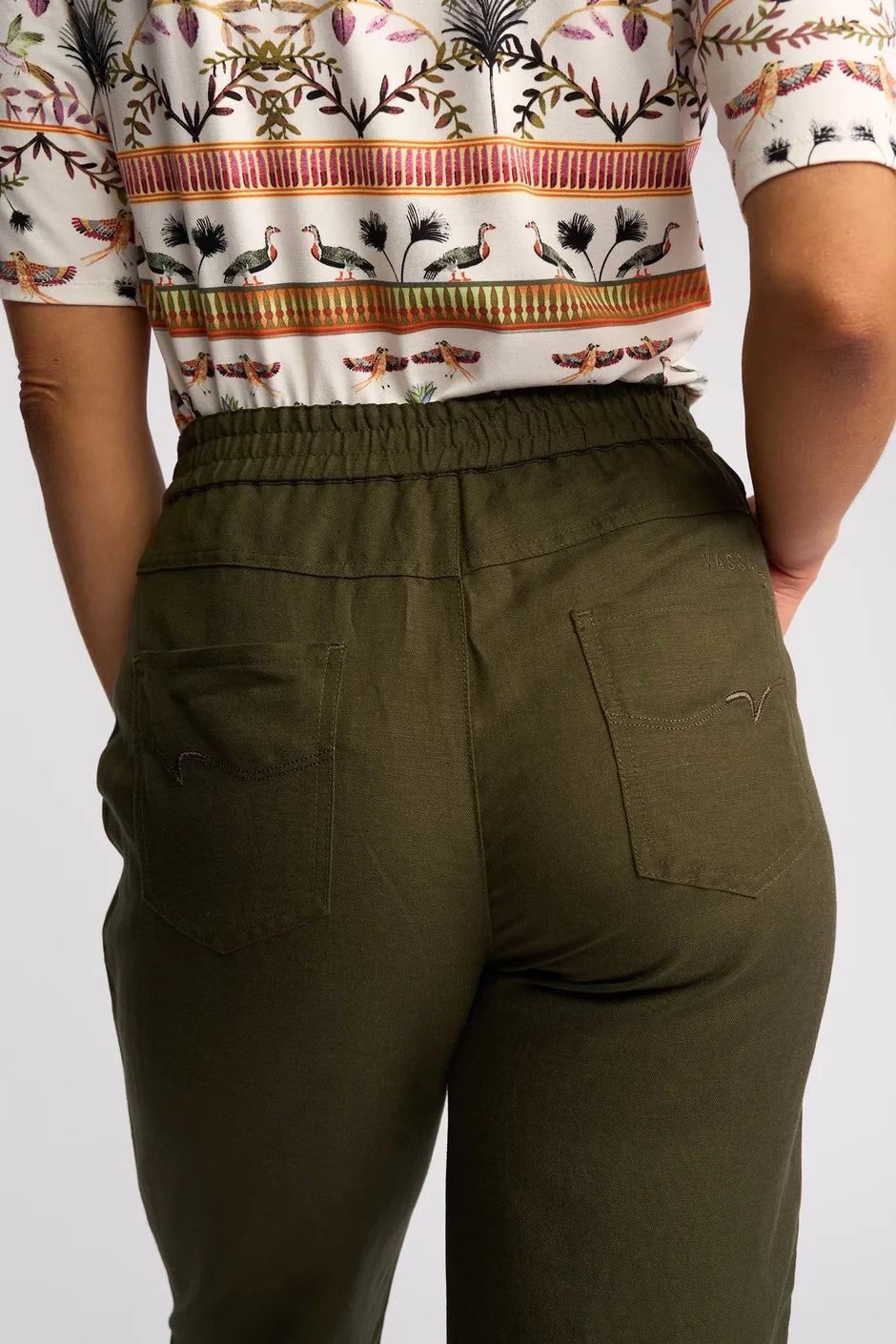 VS5016 KHAKI Linen Viscose 7/8 Weekend Cafe Pant