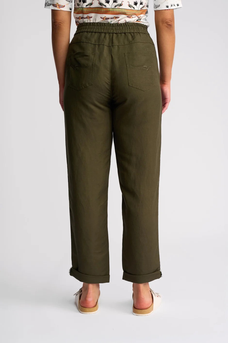 VS5016 KHAKI Linen Viscose 7/8 Weekend Cafe Pant