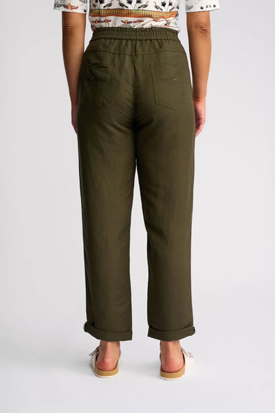 VS5016 KHAKI Linen Viscose 7/8 Weekend Cafe Pant