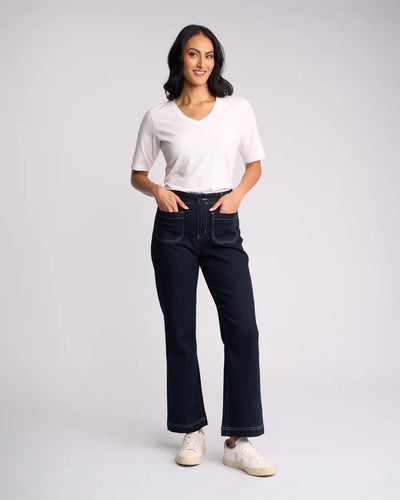 5995A Ink Wide Ankle Length Stretch Jean