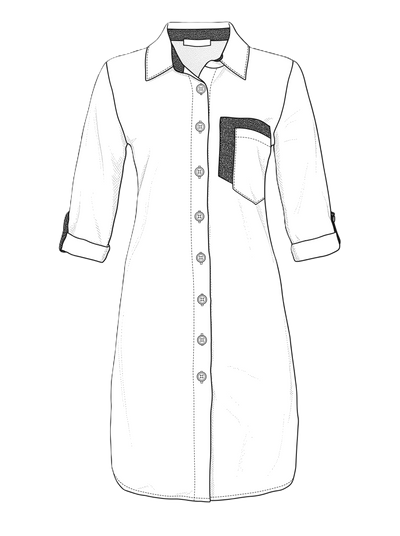 DC26187 SAND Button Front Tab Sleeve Shirt Dress