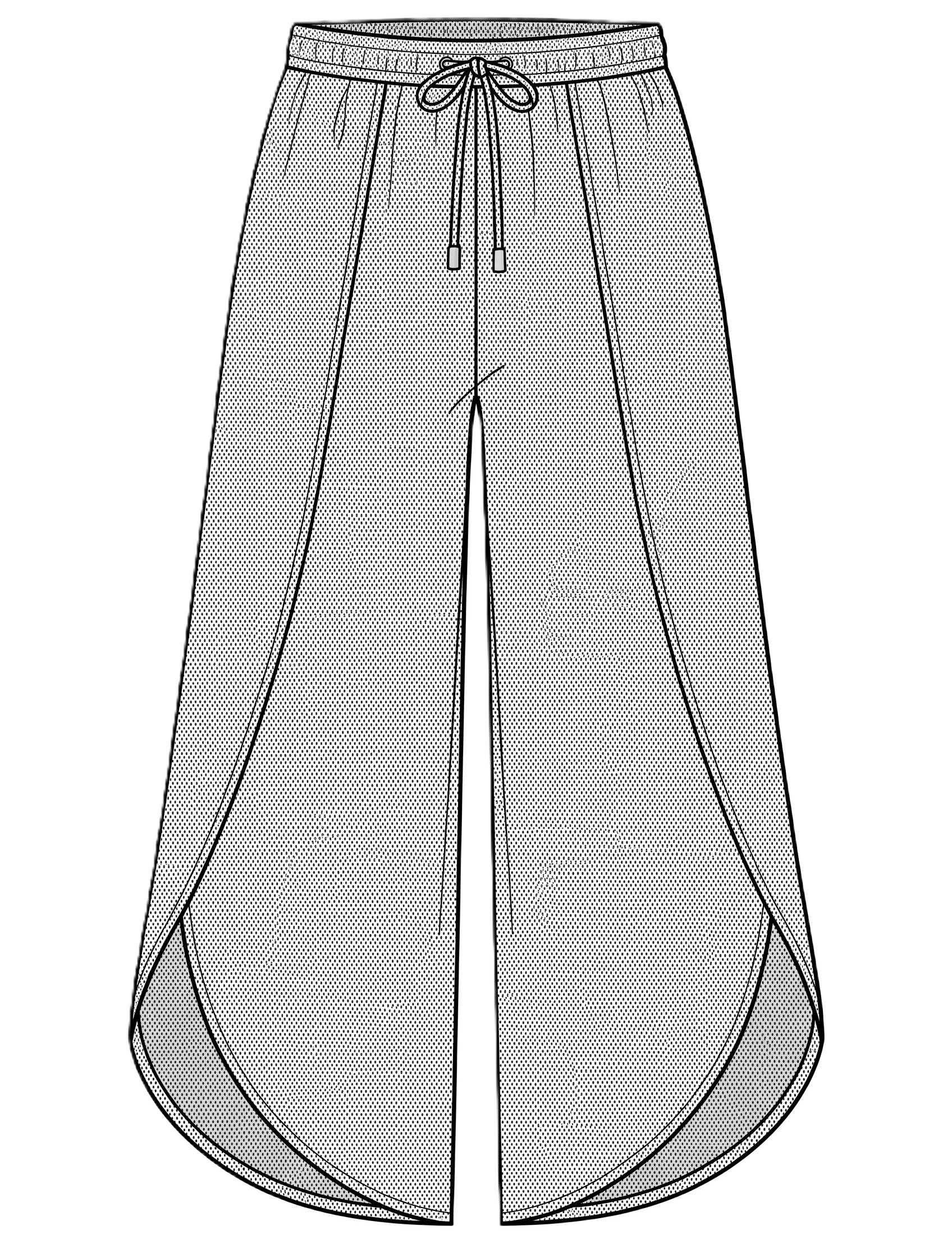 FL261392 Curve Layer Wide Leg Tie Pant
