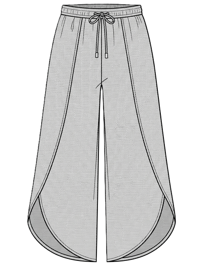 FL261392 Curve Layer Wide Leg Tie Pant