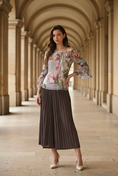 FL261361 Hawaii Evenings Chiffon Ruffle Top