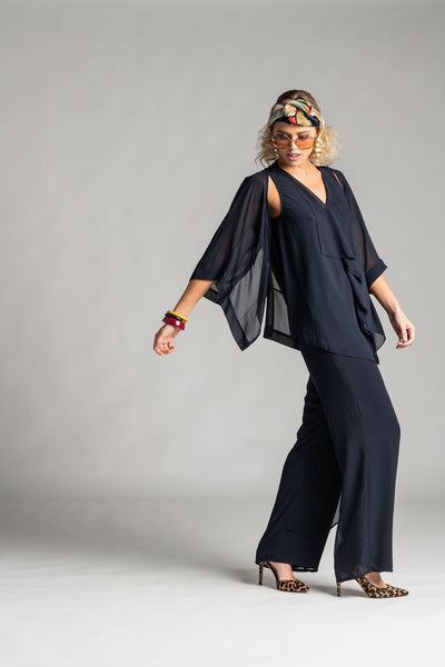 8393 Drape Front Chiffon Pant