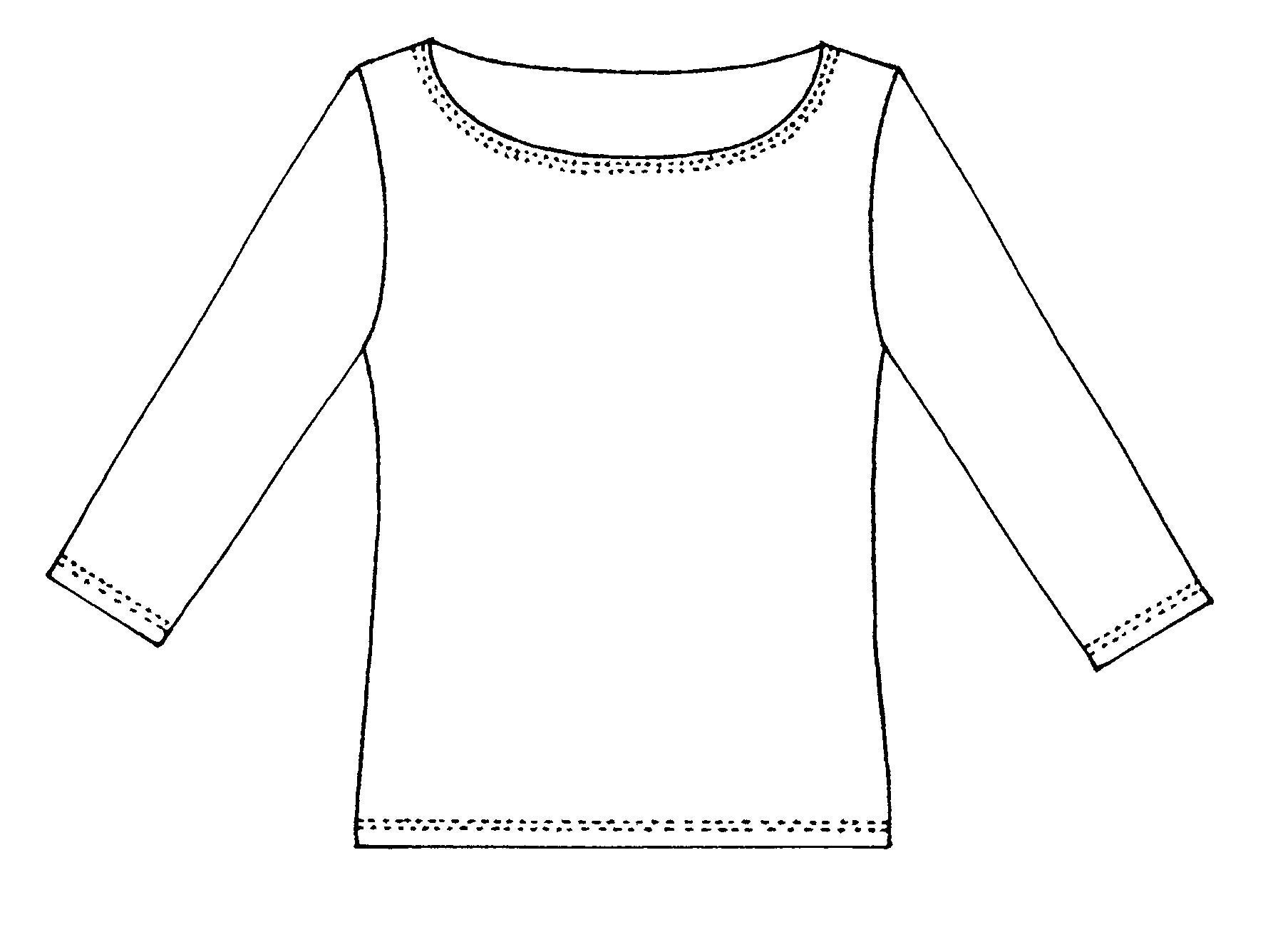 2150 Slim Fit 3/4 Sleeve Wide Neck Top