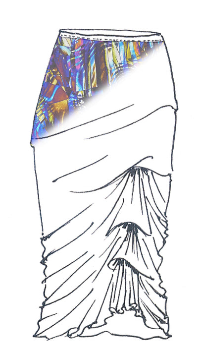 6483 Mesh Side Pleated Skirt