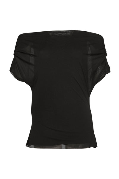 7850 Mesh Fitted Cowl Neck Top