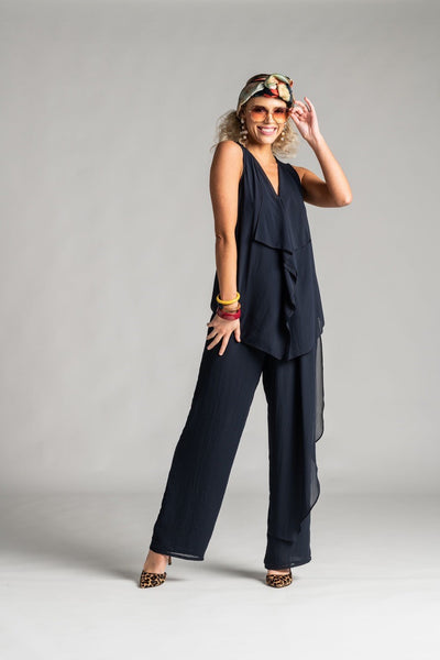 8393 Drape Front Chiffon Pant