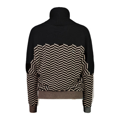 8546 Chevron Cowl Neck Merino Jumper