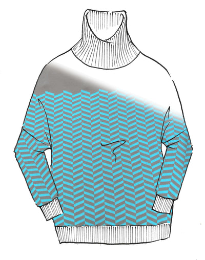 8546 Chevron Cowl Neck Merino Jumper