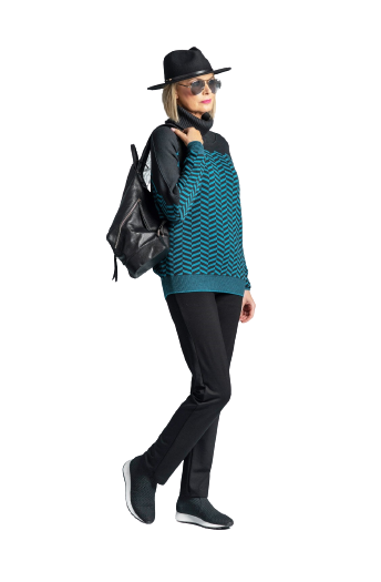 8546 Chevron Cowl Neck Merino Jumper