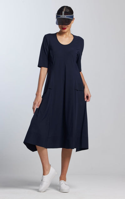 8712 A-Line Half Sleeve Tab Dress