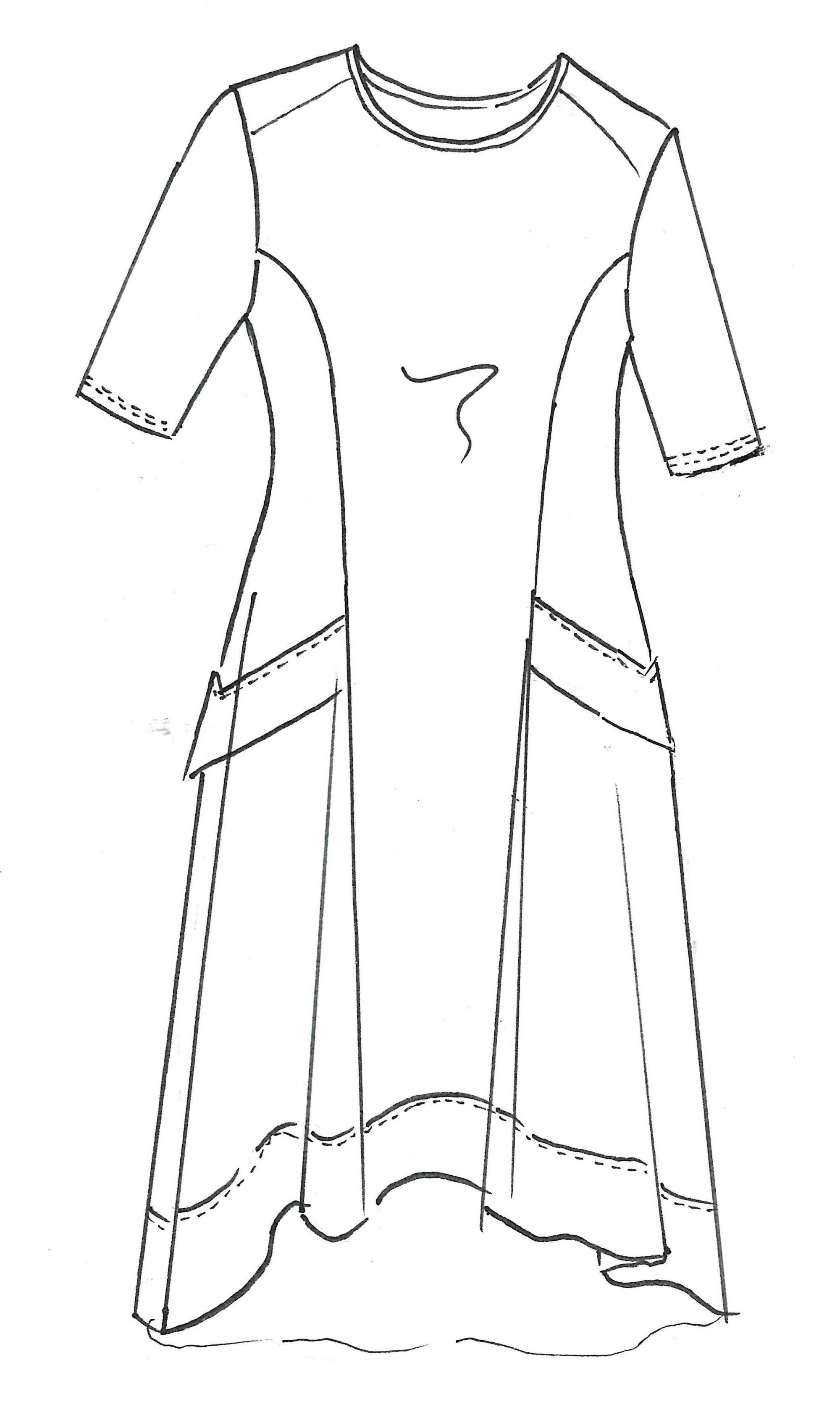 8712 A-Line Half Sleeve Tab Dress