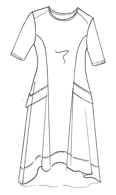 8712 A-Line Half Sleeve Tab Dress