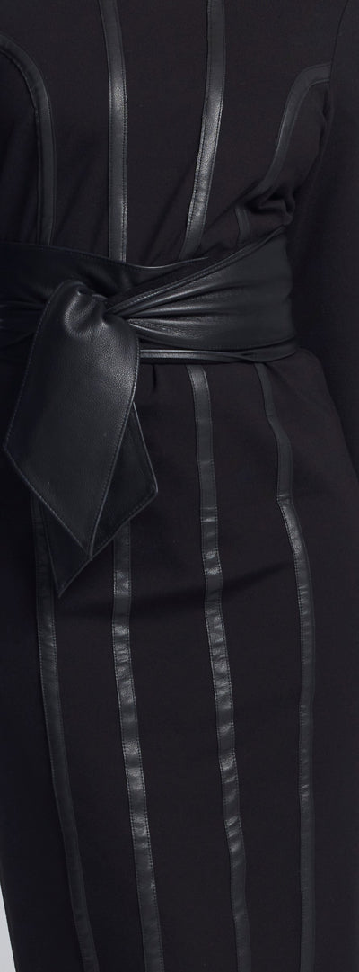 8763 Leather Trim Roma Panel Dress