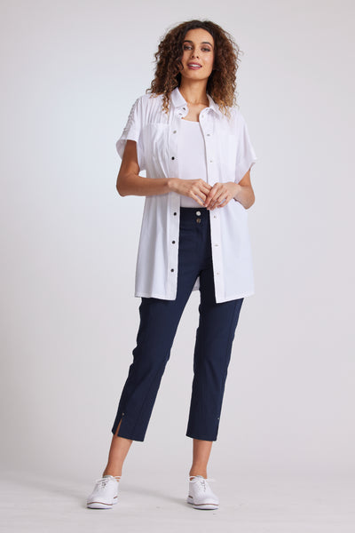 8195 Rouched Cap Sleeve Shirt