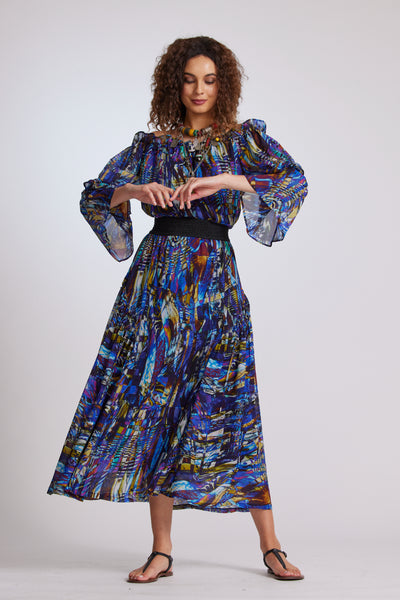8990 Mosaic Print Arch Skirt