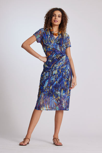 8998 Side Gather Double layer Mesh Dress