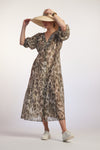 9031 Button Front Soft Sleeve Cheetah Dress