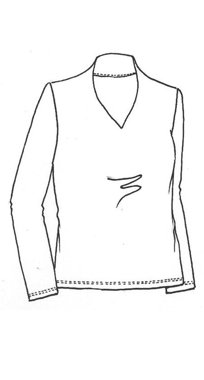 9436 Easy Fit Long Sleeve Merino High V Neck Top