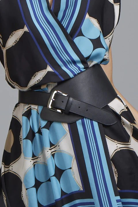 8749 Leather Wide Buckle Belt